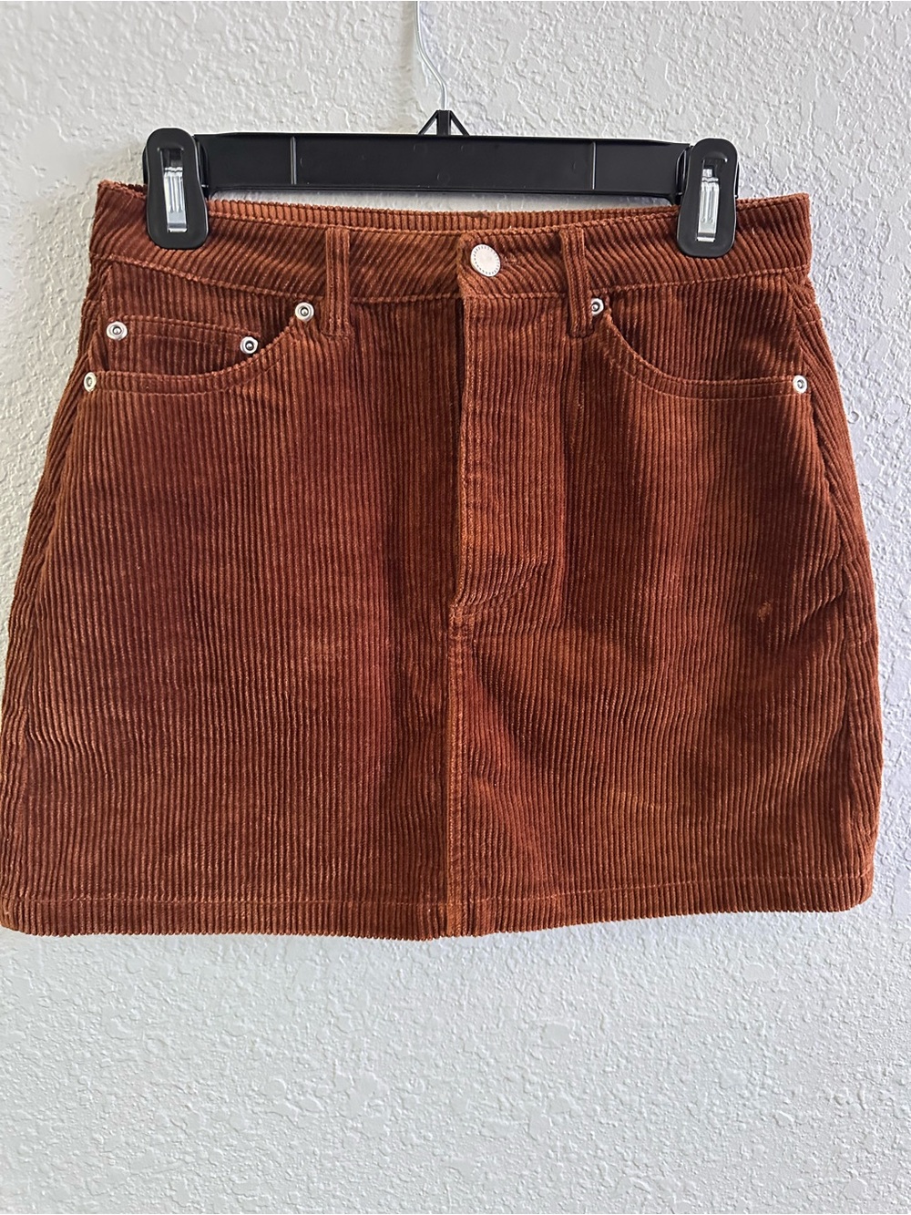 H&M Corduroy A-Line Mini Skirt Rust Brown Size 4